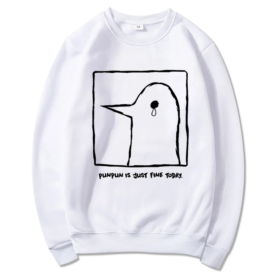 Unisex Hoodie med "Punpun is just fine today"-tryck, beige