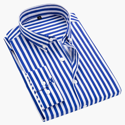 Herr Skjorta Randig Affärs- och Fritidsstil – Elegant Button-Down