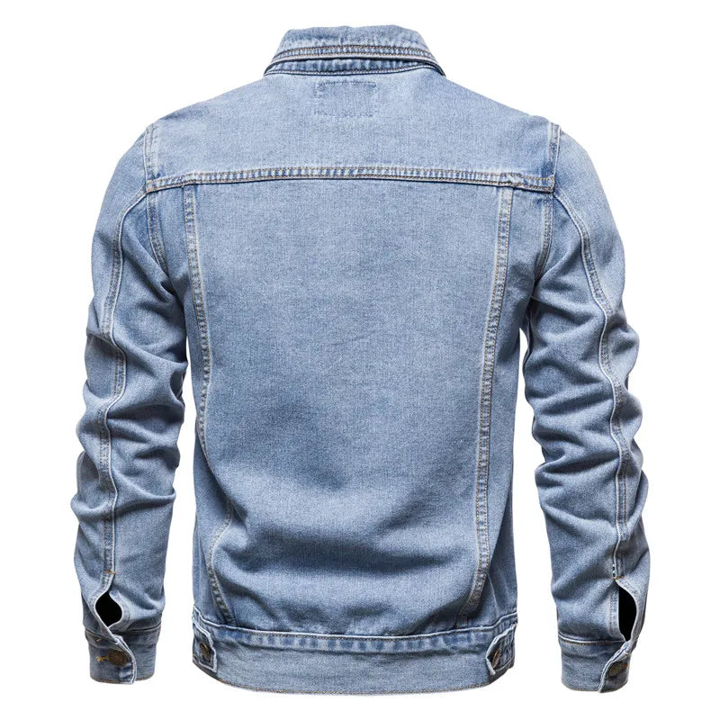 Jeansjacka i denim med krage och fickor