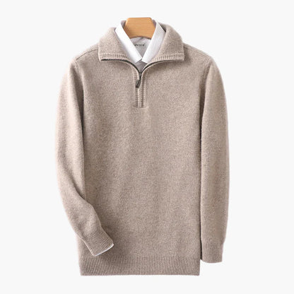 Herr Halvzip Stickad Tröja – Klassisk och Varm Pullover för Vardag och Kontor