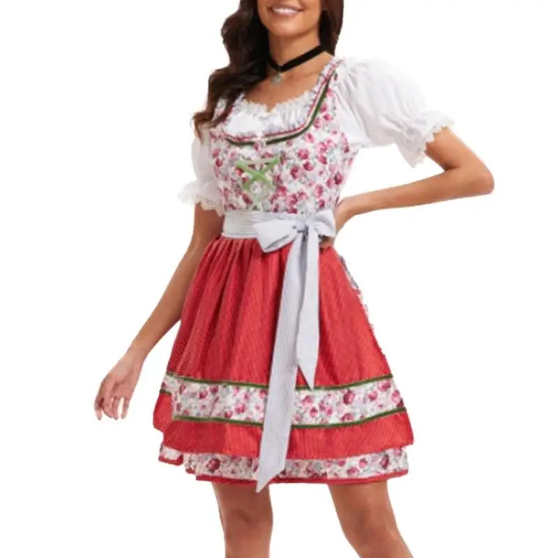 39BB Bierkostüm, Dirndl, Kleider, Bluse, Schürze, deutsches bayerisches Oktoberfest-Kostüm-Set