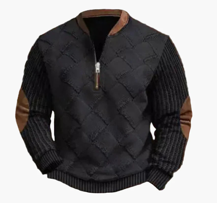 Herr Halvzip Tröja – Varm Stickad Sweatshirt för Höst/Vinter – Modern och Bekväm