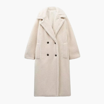 Dam Klassisk Lång Teddy Kappa – Elegant Vinterstil för Vardagsbruk