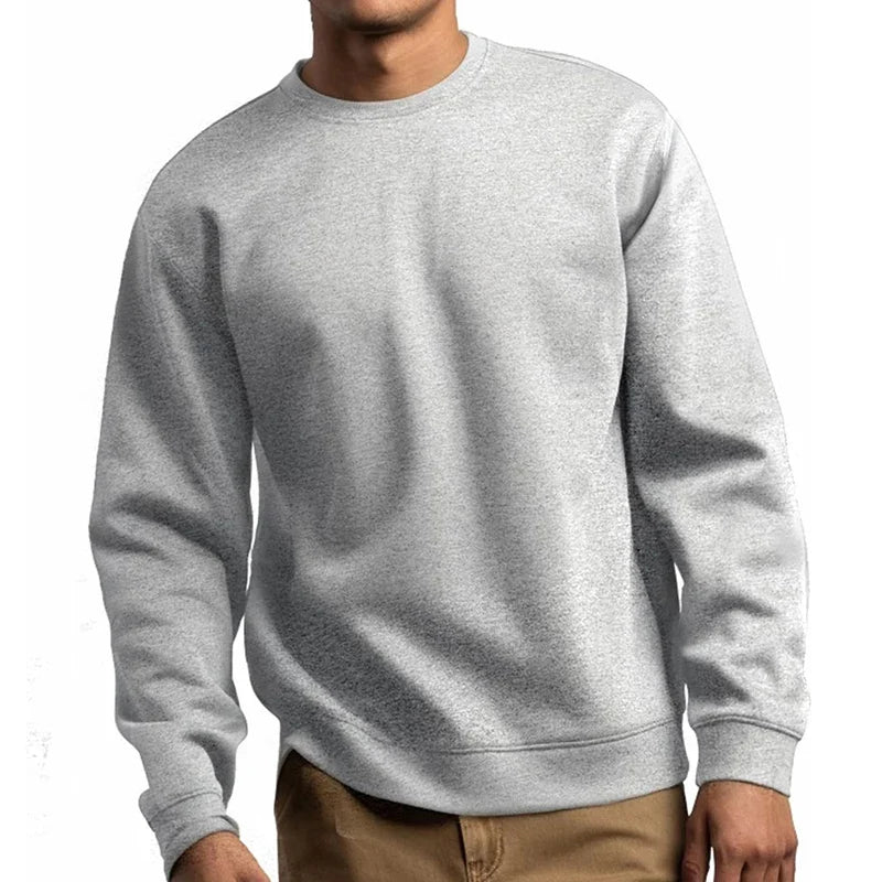 Enkel Tröja Rundhalsad Långärmad Sweatshirt i Olika Färger