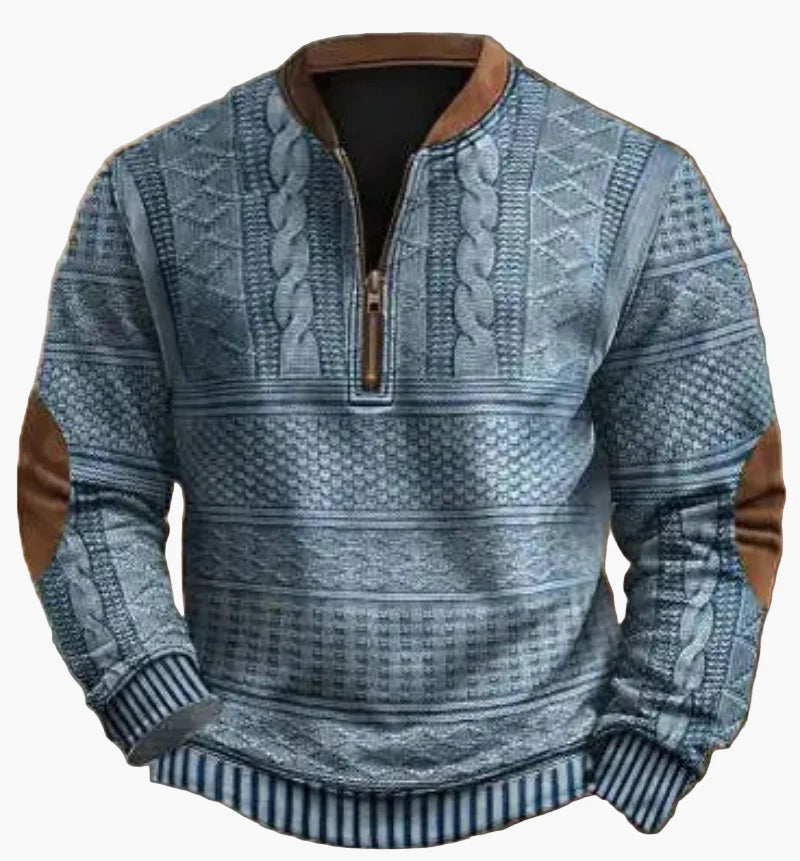 Herr Halvzip Tröja – Varm Stickad Sweatshirt för Höst/Vinter – Modern och Bekväm