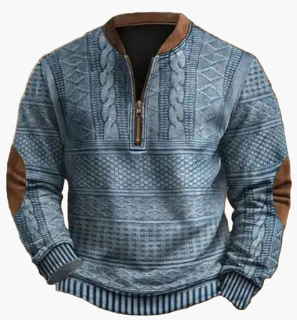 Herr Halvzip Tröja – Varm Stickad Sweatshirt för Höst/Vinter – Modern och Bekväm