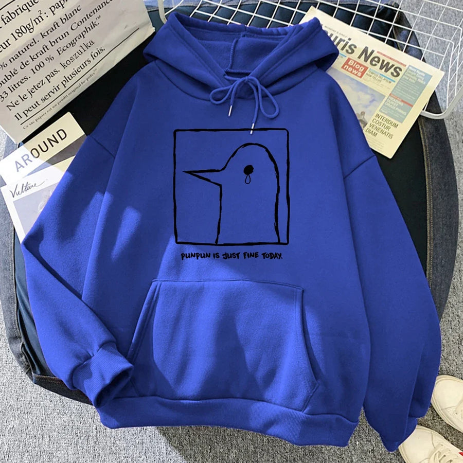Unisex Hoodie med "Punpun is just fine today"-tryck, beige
