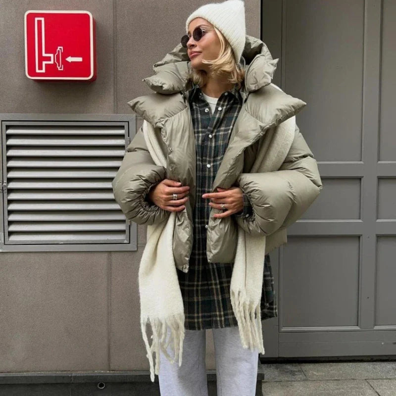 Dam Vinterjacka Oversized Vadderad Puffjacka för Vardagsbruk och Utomhusaktiviteter