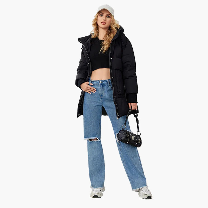 Dam Parkas Jacka Vintermode Varm Stil för Kallt Väder