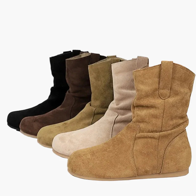Damers slouchiga modeboots med låg klack för vardagsbruk