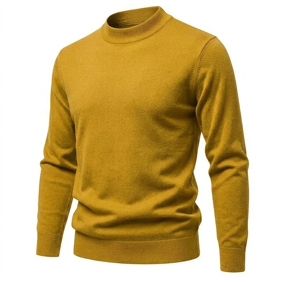 Herrtröja med halvpolo, ribbad mudd, enfärgad design