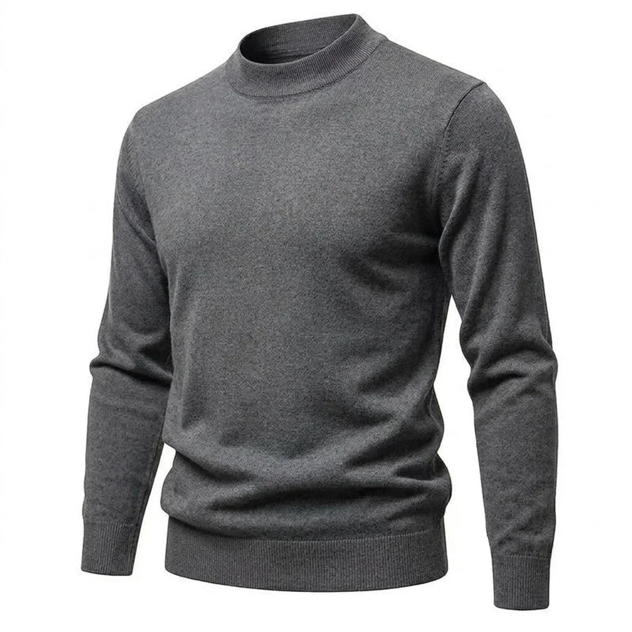 Herrtröja med halvpolo, ribbad mudd, enfärgad design