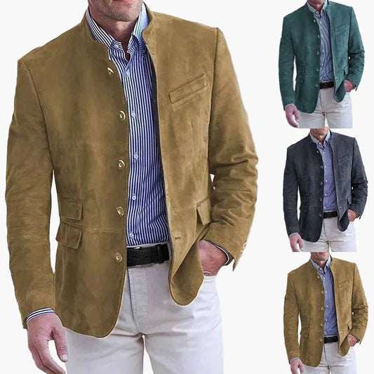 Herr Jacka Elegant Ståkrage Blazer – Stilren Vardags- och Festjacka
