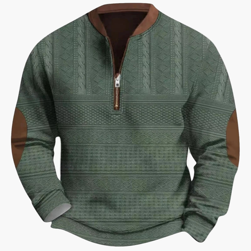 Herr Halvzip Tröja – Varm Stickad Sweatshirt för Höst/Vinter – Modern och Bekväm