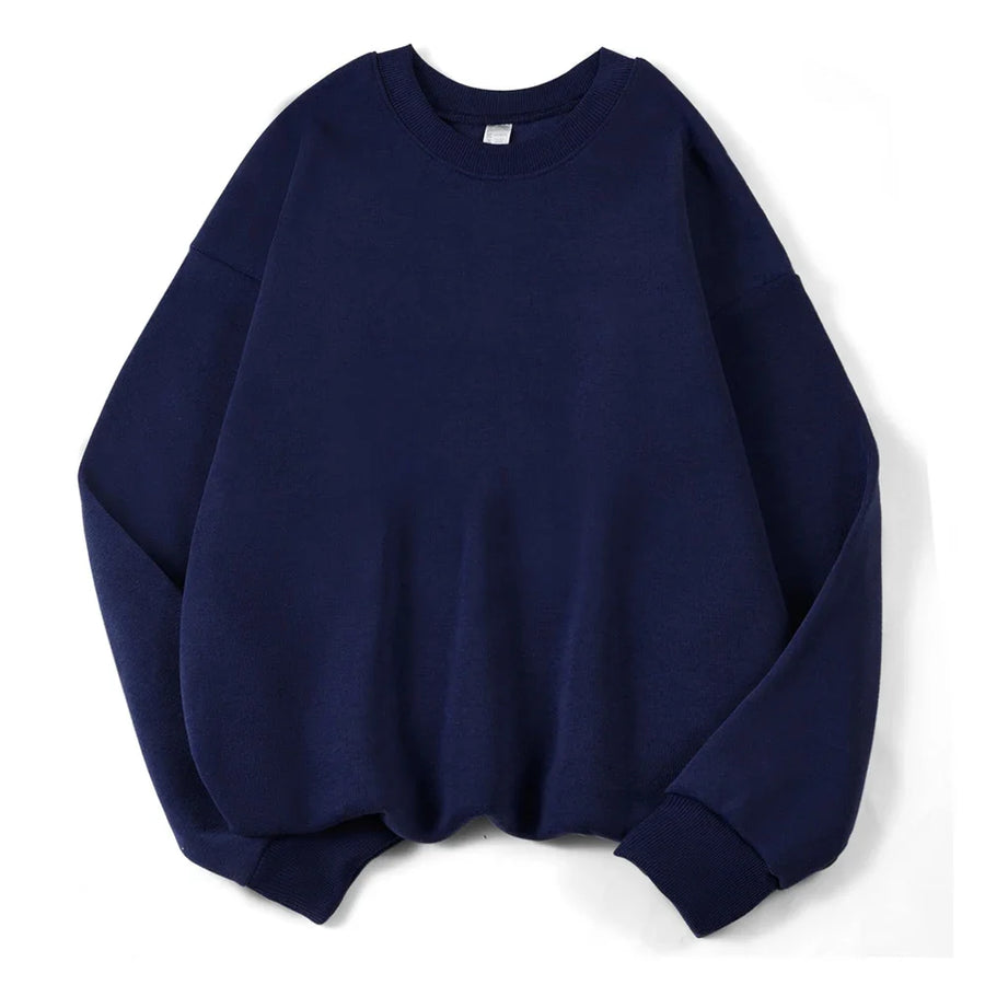 Lila Oversize Sweatshirt med Rund Halsringning