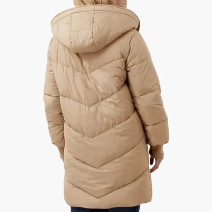 Dam Vinterjacka Lång Puffer Varm Fritidsstil med Huva