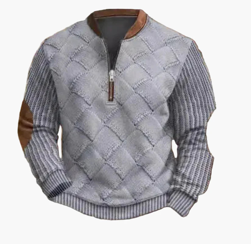 Herr Halvzip Tröja – Varm Stickad Sweatshirt för Höst/Vinter – Modern och Bekväm