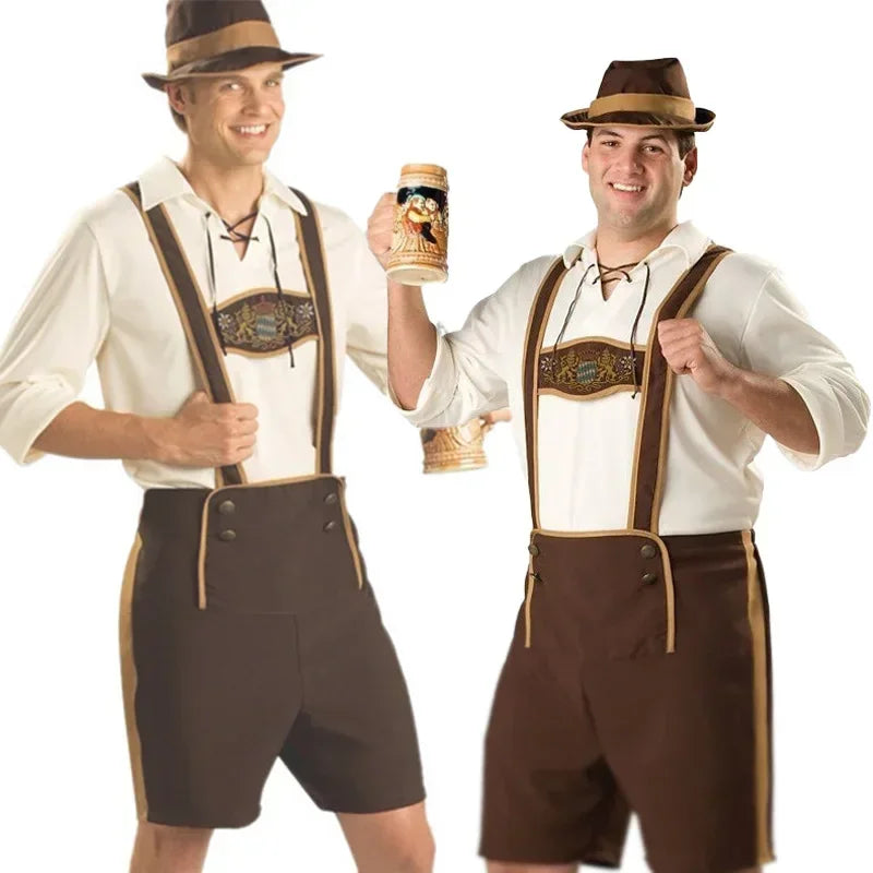 Herr Oktoberfestkostym med hängselbyxor och skjorta