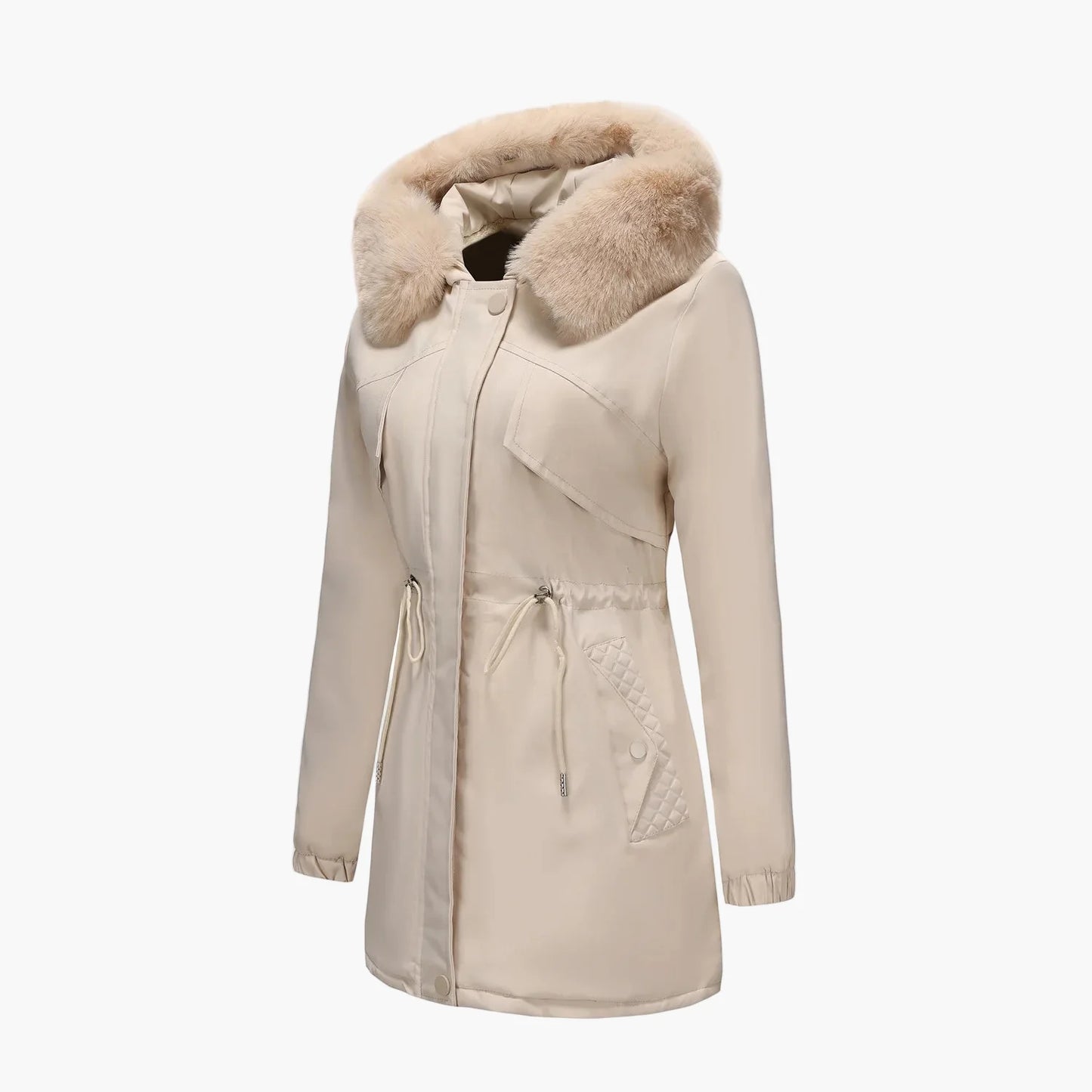 Dam Parkas Vinterjacka med Pälsluva – Elegant Varm Ytterplagg