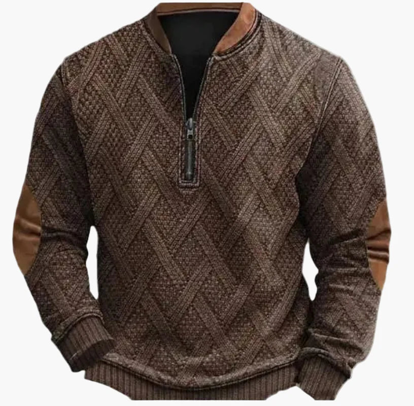 Herr Halvzip Tröja – Varm Stickad Sweatshirt för Höst/Vinter – Modern och Bekväm