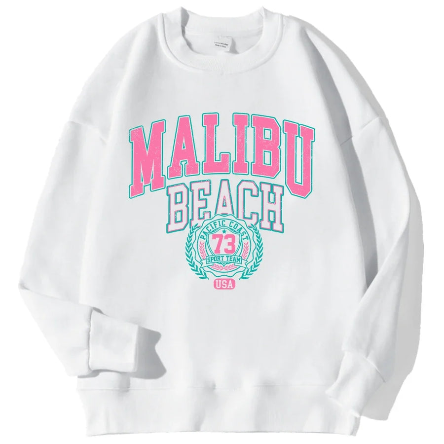Mjuk Sweatshirt med Tryck Rundhalsad Långärmad