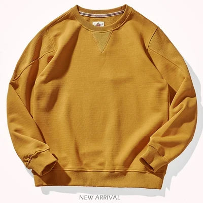 Unisex sweatshirt med rundhalsad krage, ribbade muddar och V-detalj, flera färger
