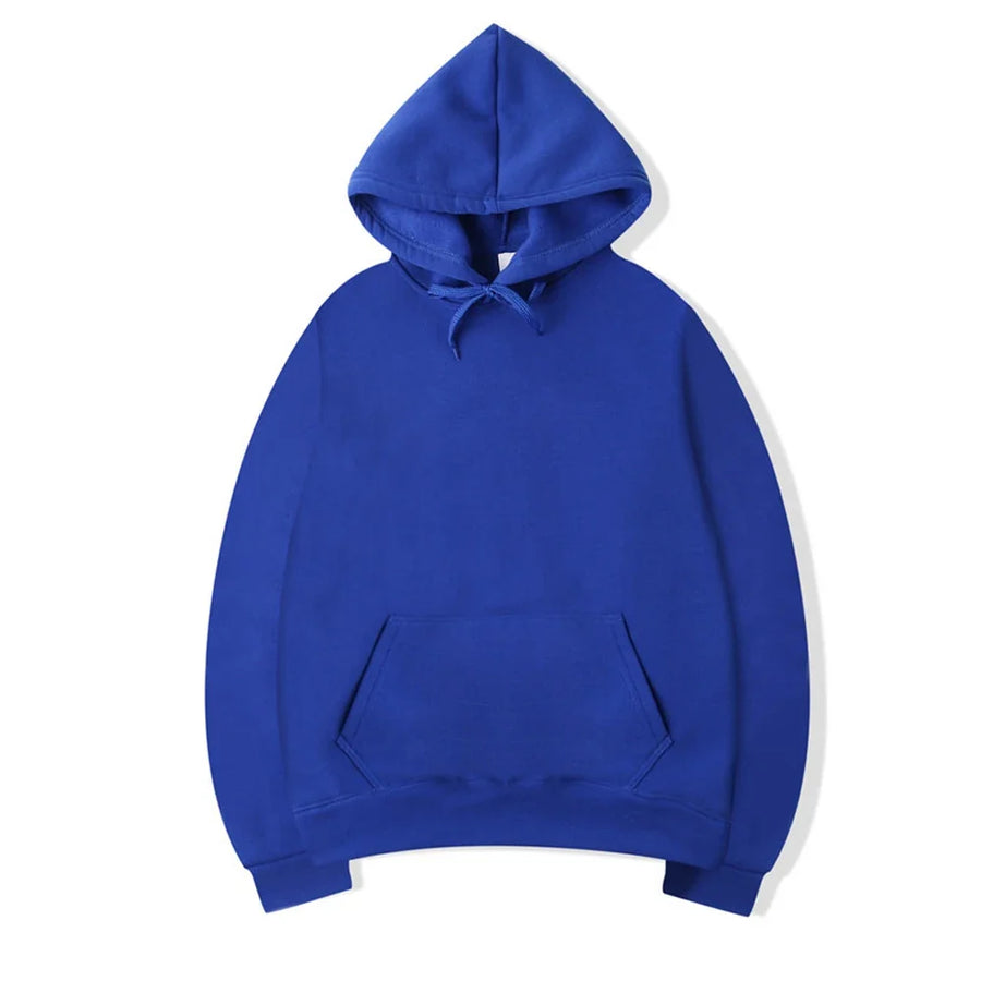 Enfärgad Hoodie med Känguruficka och Huva