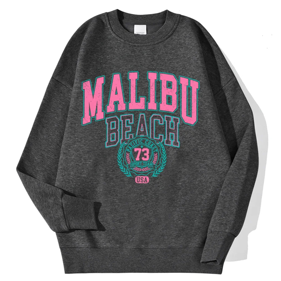 Mjuk Sweatshirt med Tryck Rundhalsad Långärmad