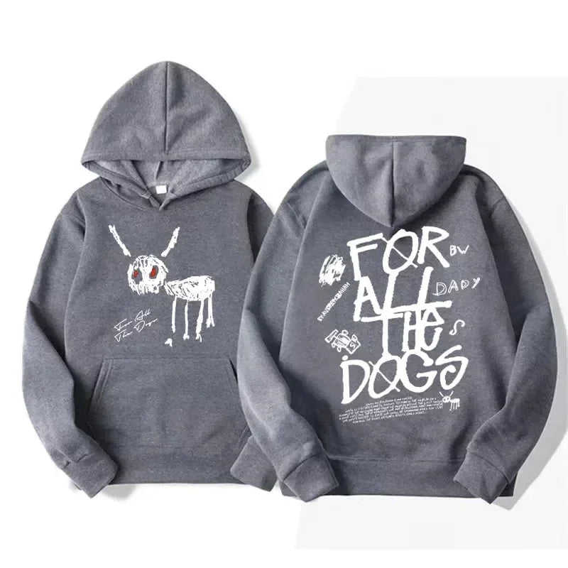 Unisex Hoodie med tryck och magficka, "For All The Dogs"-tema