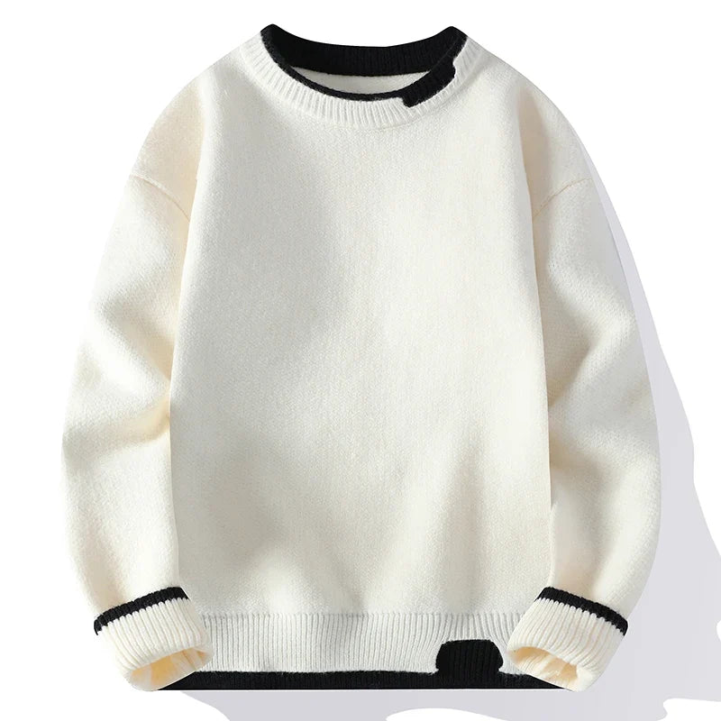 Unisex Långärmad Tröja Rundhalsad Kontrastkant Rosa