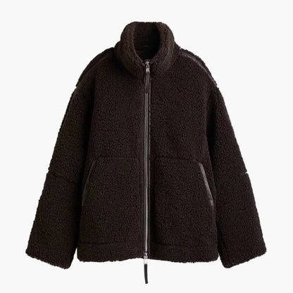 Dam Teddyjacka Oversized Vinterstil – Trendig och Mysig Ytterjacka för Kallt Väder