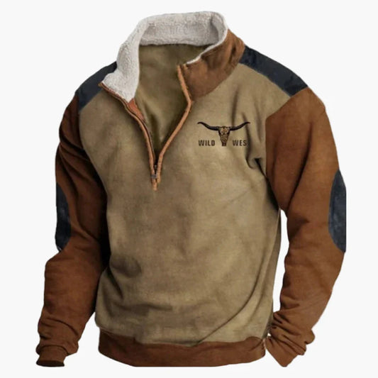 Herrar Western Stil Fleece Halvzip Tröja – Varm och Bekväm för Uteliv