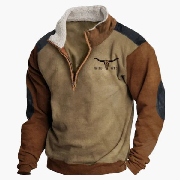 Herrar Western Stil Fleece Halvzip Tröja – Varm och Bekväm för Uteliv