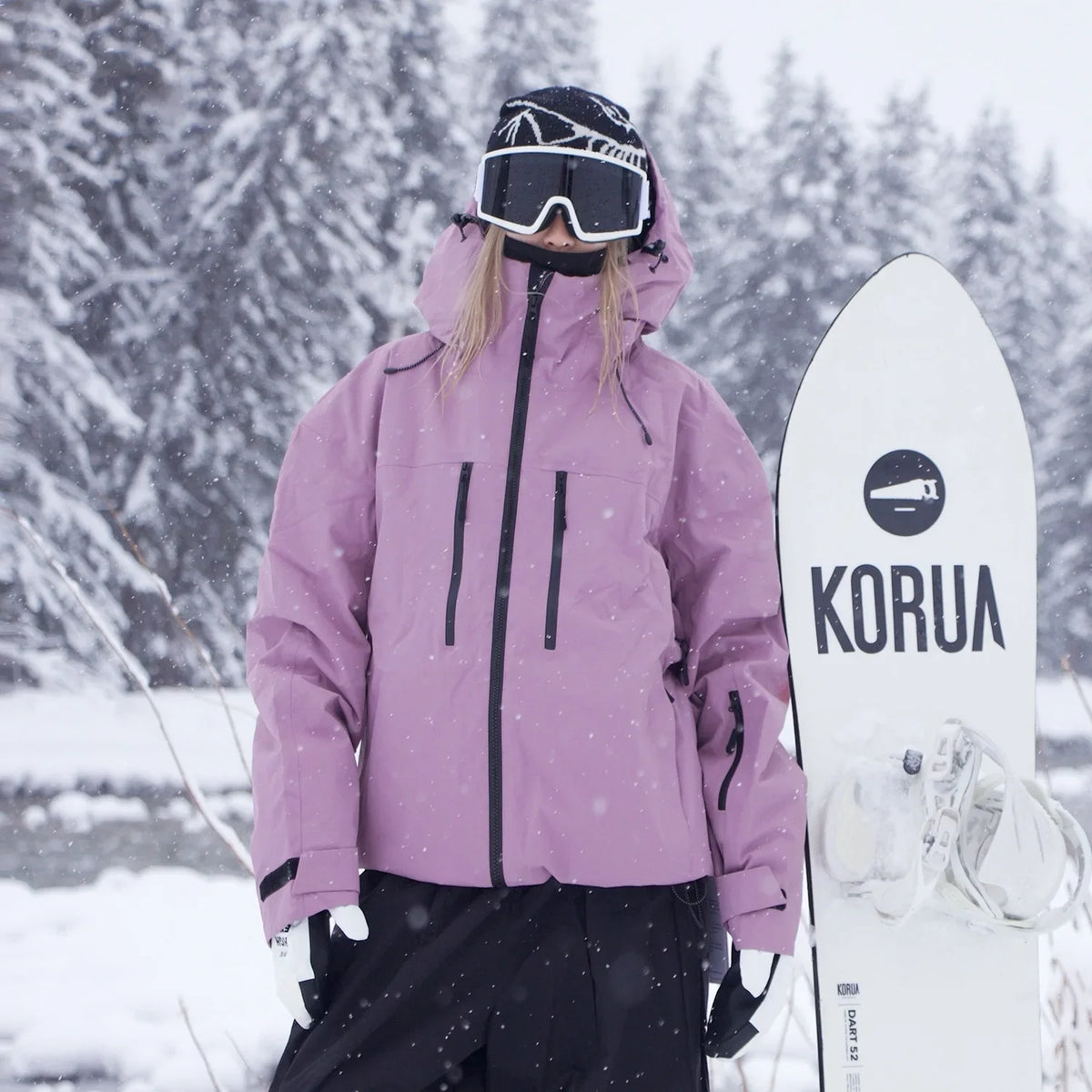 Vinterjacka med huva för snösporter i rosa