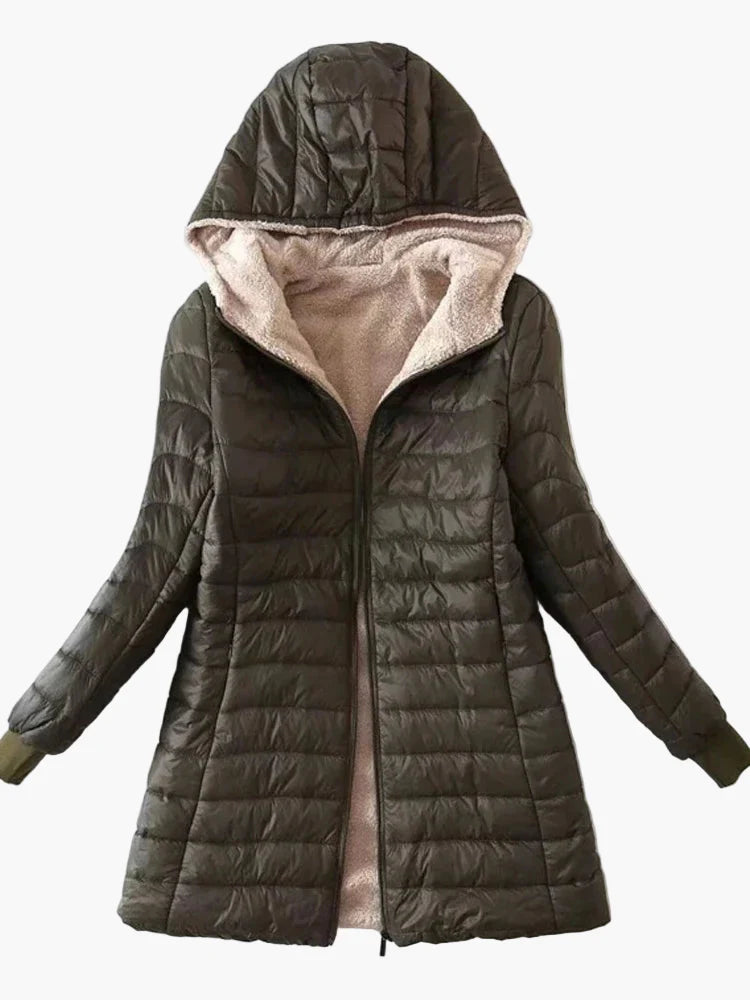 Dam Parkasjacka med Huva – Varm och Lätt Vinterjacka för Elegant Stil