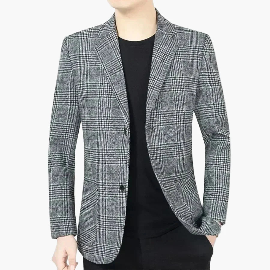 Herr Blazer Rutig Klassisk Stil för Affär och Fritid