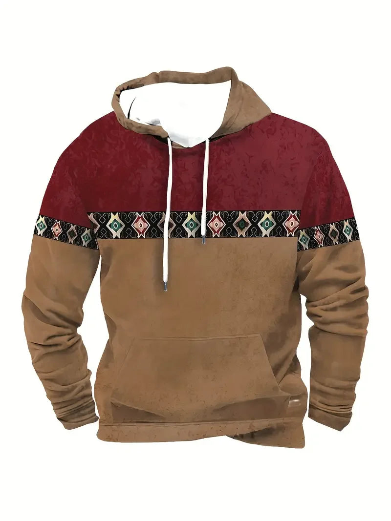 Unisex Hoodie med Djurmönster och Etniskt Tryck