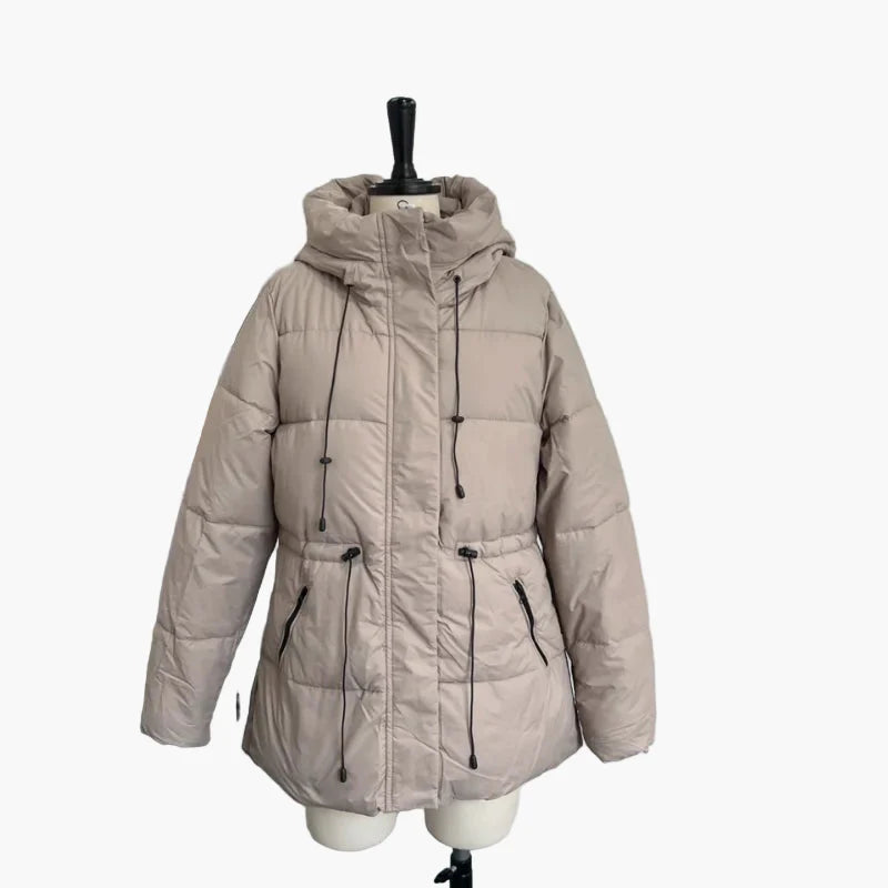 Dam Vinterjacka Parkas med Huva och Dragkedja – Trendig och Varm för Vardagsbruk