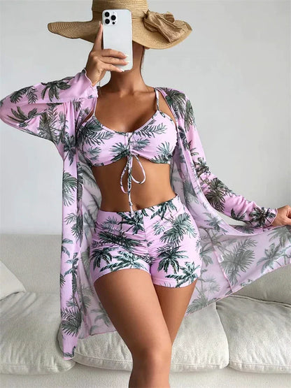 Mary – Modernt Högmidjat Dam Bikini med Långa Ärmar