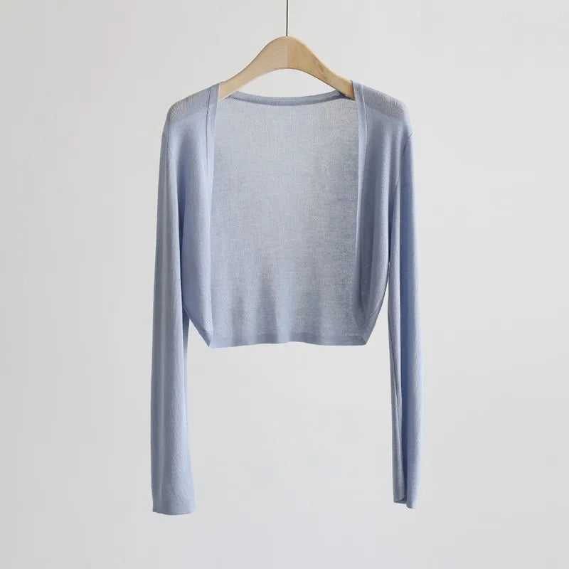 Dam Kort Cardigan Tunna Långärmad Bolero Sommar