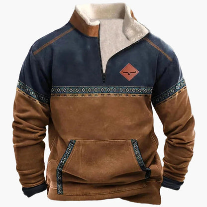 Herrar Western Stil Fleece Halvzip Tröja – Varm och Bekväm för Uteliv