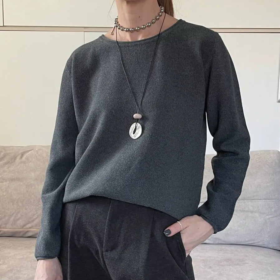 Damtröja med lång ärm och rund halsringning