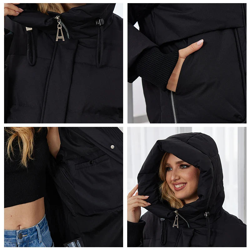 Dam Parkas Jacka Vintermode Varm Stil för Kallt Väder