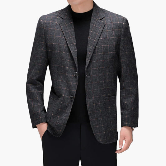 Herr Kavaj Rutmönstrad Modern Stil – Elegant Affärs- och Vardagsjacka