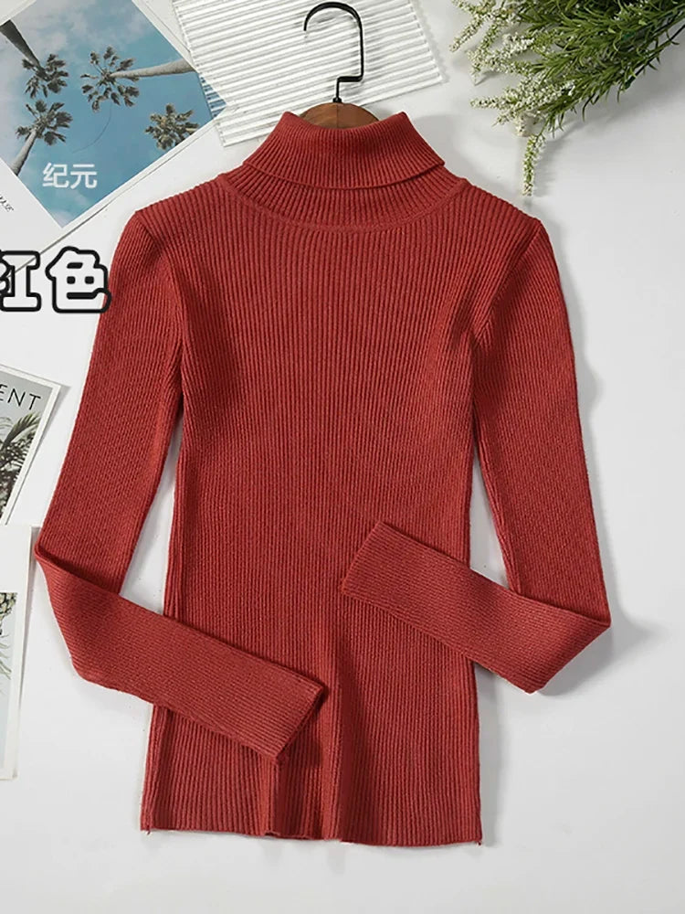 Ribbstickad Polotröja för Dam i Flerfärgad Stretchig Design