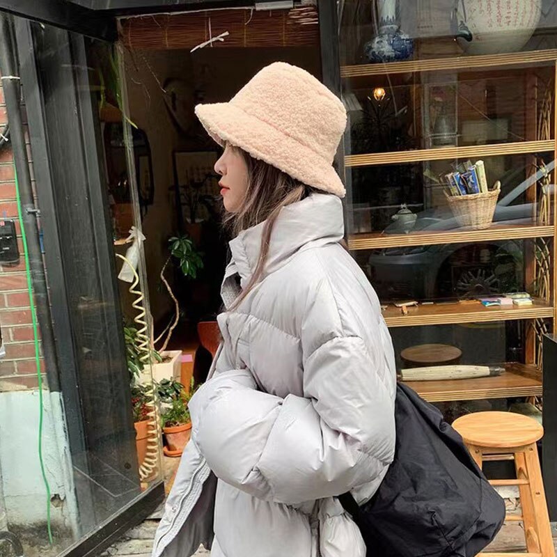Svart mjuk teddy bucket hat