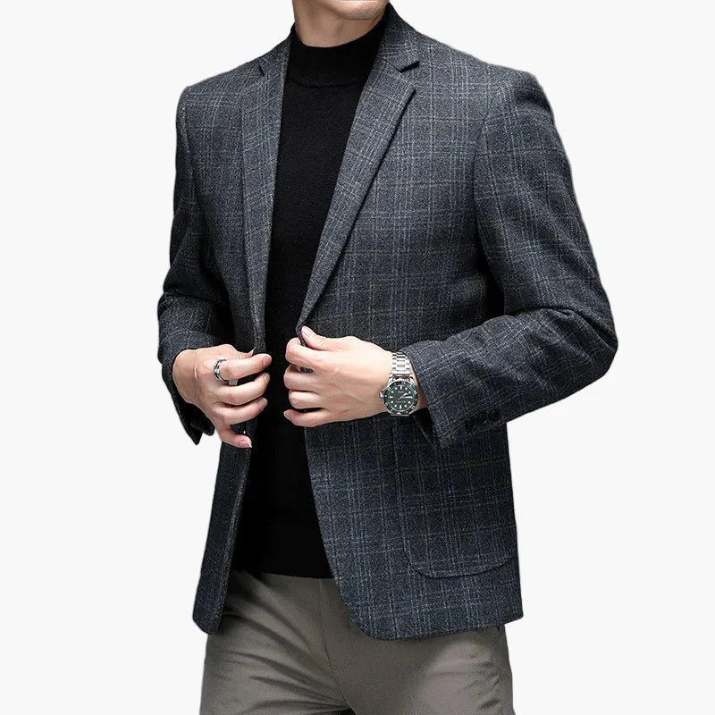 Herr Kavaj – Modern Rutig Blazer för Affär och Fest