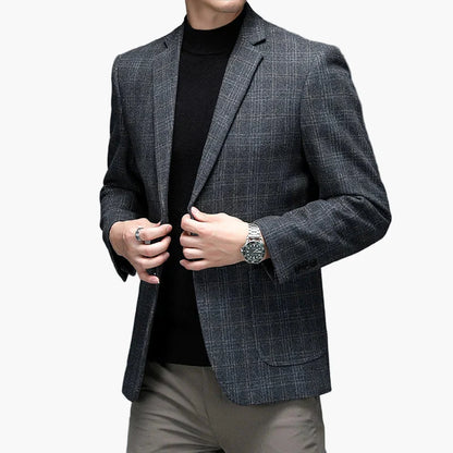 Herr Kavaj – Modern Rutig Blazer för Affär och Fest