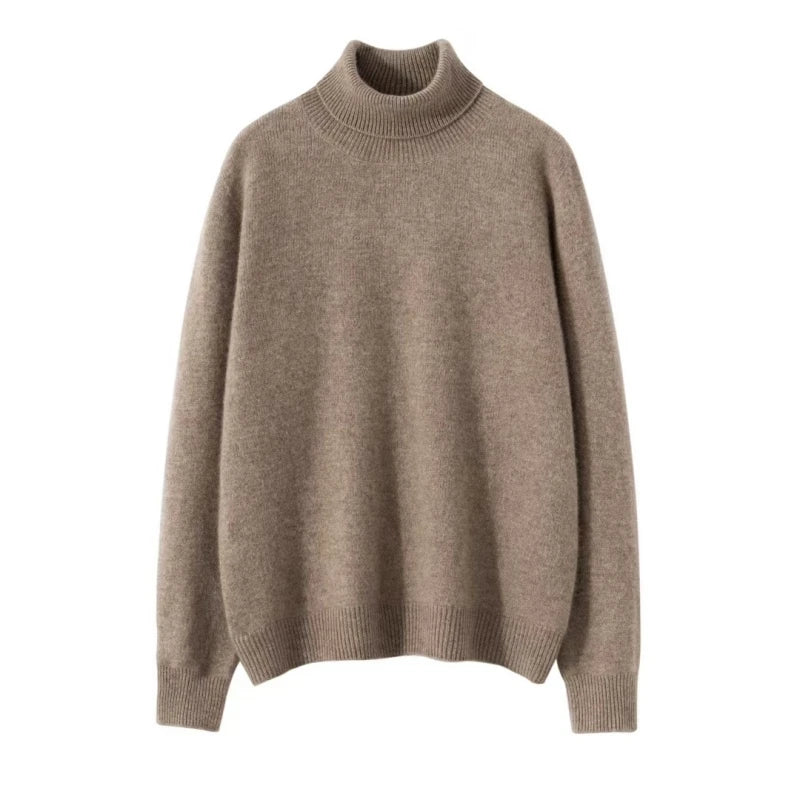 Dam ribbstickad polotröja med lång ärm i mjukt material