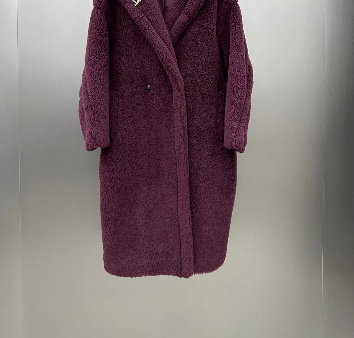 Teddykappa med luva och vantar, lång modell i mjukt material för dam